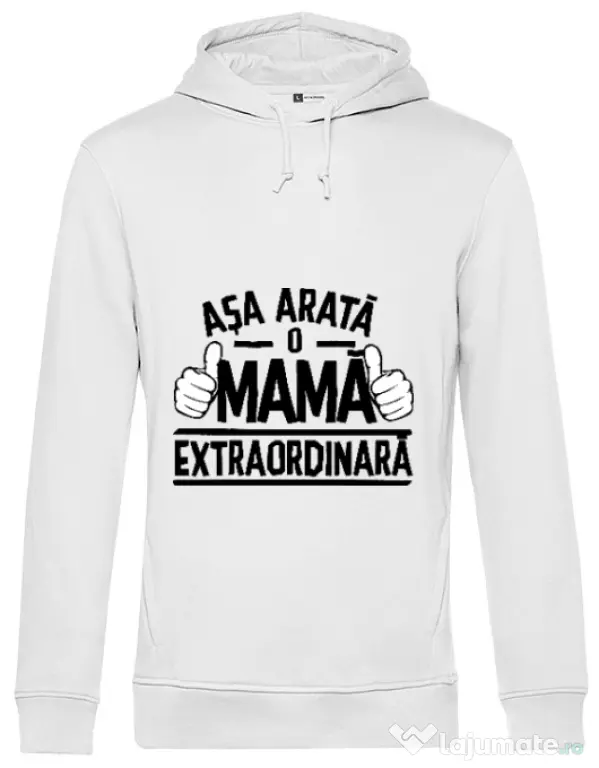Hoodie barbat cu gluga O mama extraordinara Alb