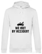 Hoodie barbat cu gluga We met by accident Alb