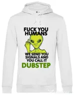 Hoodie barbat cu gluga Dubstep alien Alb
