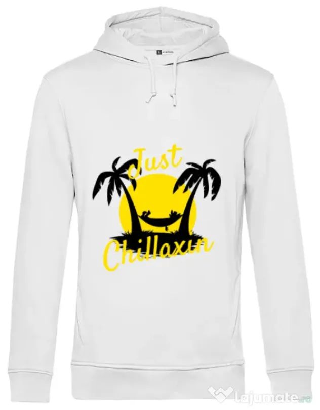 Hoodie barbat cu gluga Just chillaxin Alb