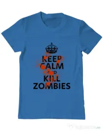 Tricou ADLER barbat Kill zombies Albastru azuriu