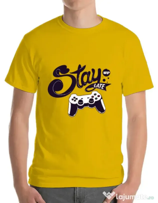 Tricou ADLER barbat Stay up late Galben