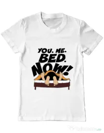 Tricou ADLER barbat You me bed now Alb