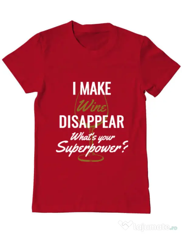 Tricou ADLER barbat I make wine disappear Rosu