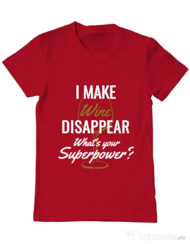 Tricou ADLER barbat I make wine disappear Rosu