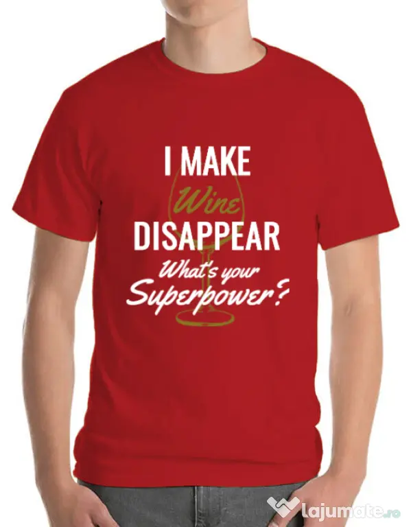 Tricou ADLER barbat I make wine disappear Rosu