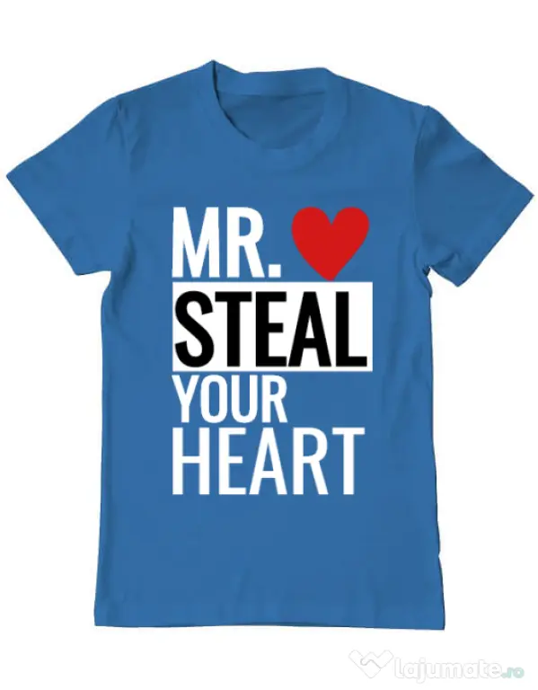 Tricou ADLER barbat Mr. steal your heart Albastru azuriu