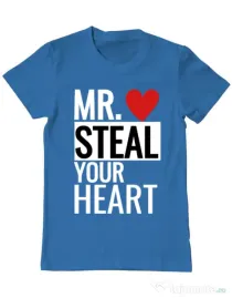 Tricou ADLER barbat Mr. steal your heart Albastru azuriu