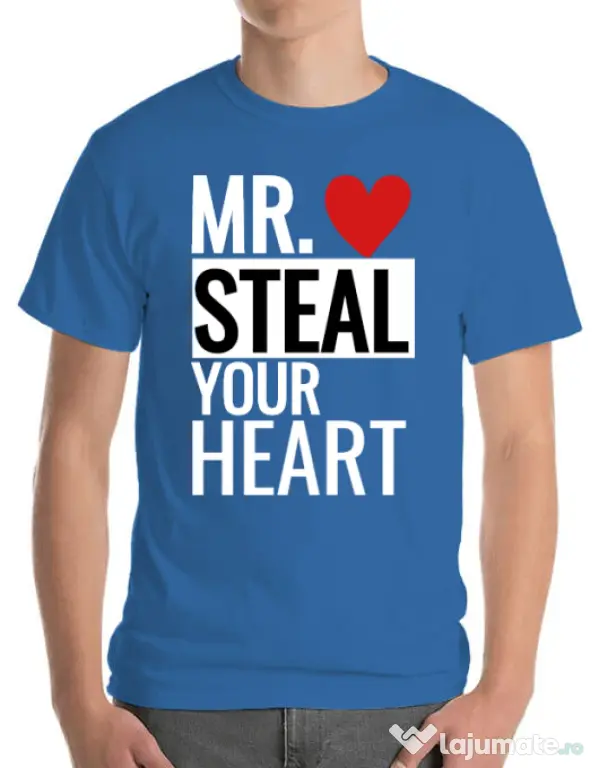 Tricou ADLER barbat Mr. steal your heart Albastru azuriu