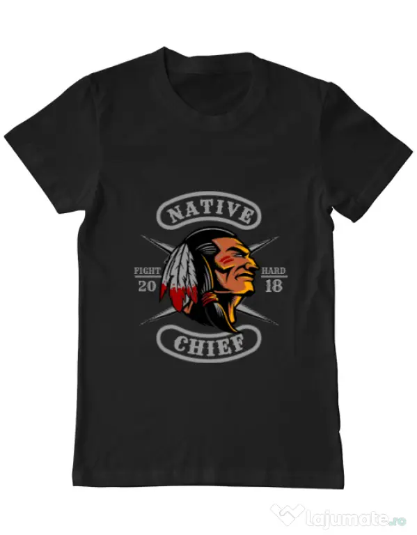 Tricou ADLER barbat Native chief Negru