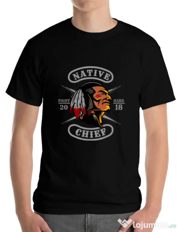 Tricou ADLER barbat Native chief Negru