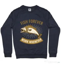 Bluza ADLER barbat Fish forever Denim inchis