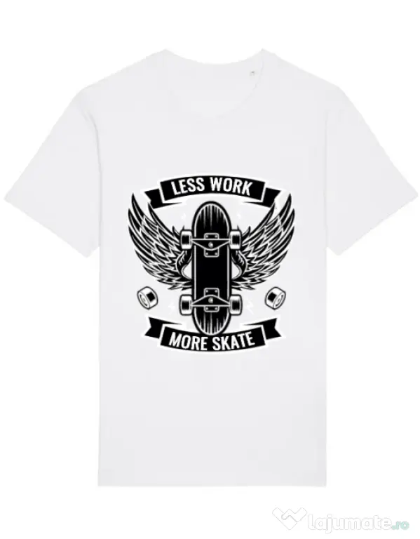 Tricou STANLEY STELLA barbat Less work more skate Alb