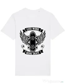 Tricou STANLEY STELLA barbat Less work more skate Alb