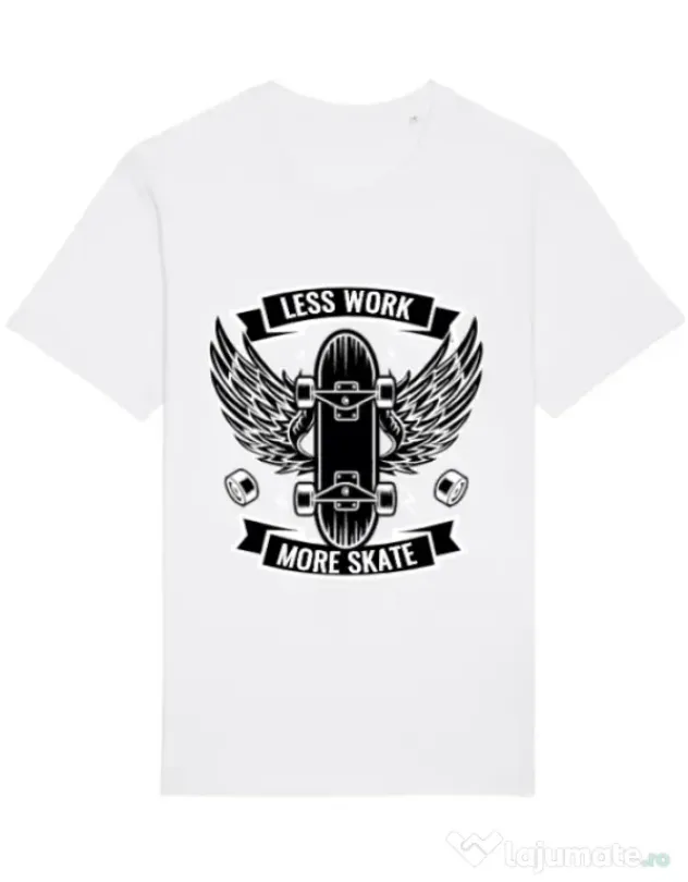 Tricou STANLEY STELLA barbat Less work more skate Alb