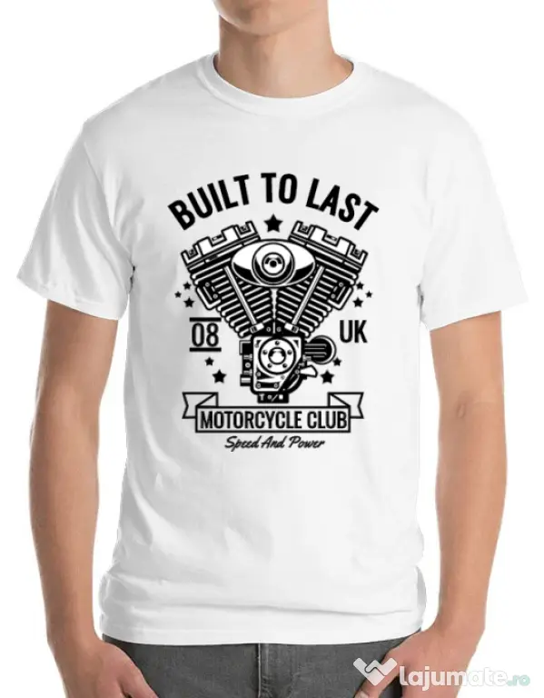 Tricou ADLER barbat Built to last Alb