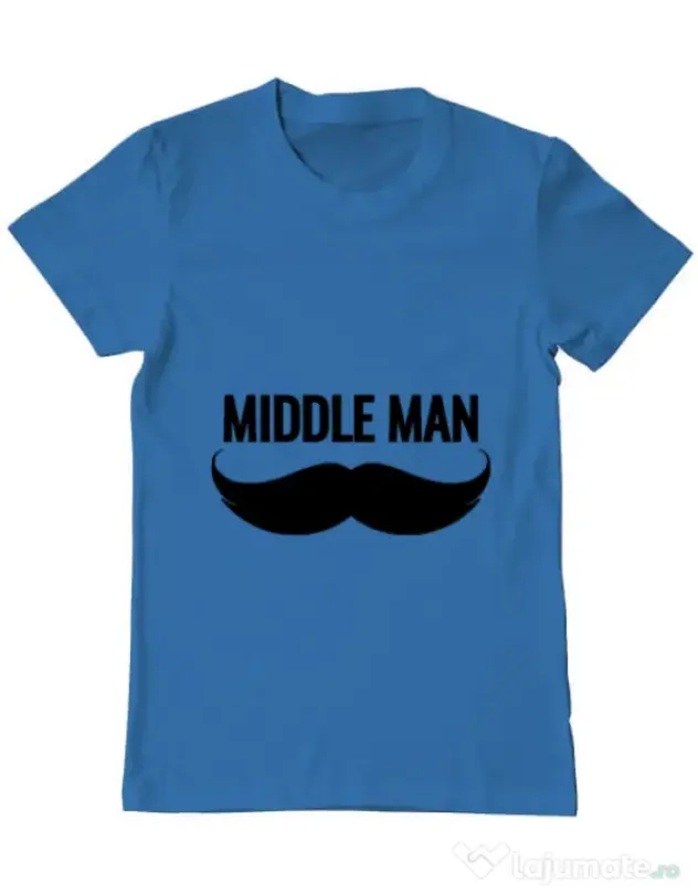 Tricou ADLER barbat Middle man Albastru azuriu