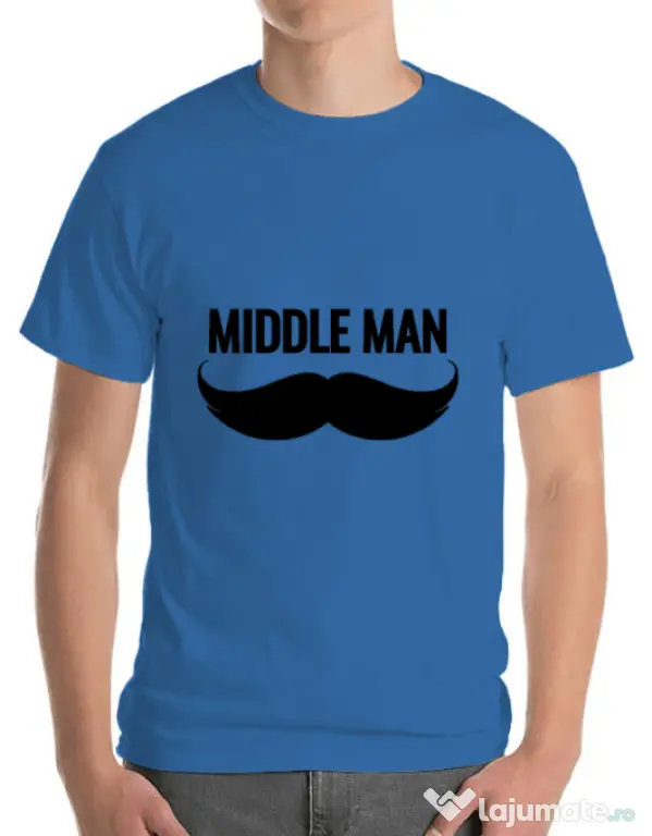 Tricou ADLER barbat Middle man Albastru azuriu