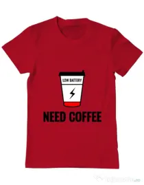 Tricou ADLER barbat Need coffee Rosu