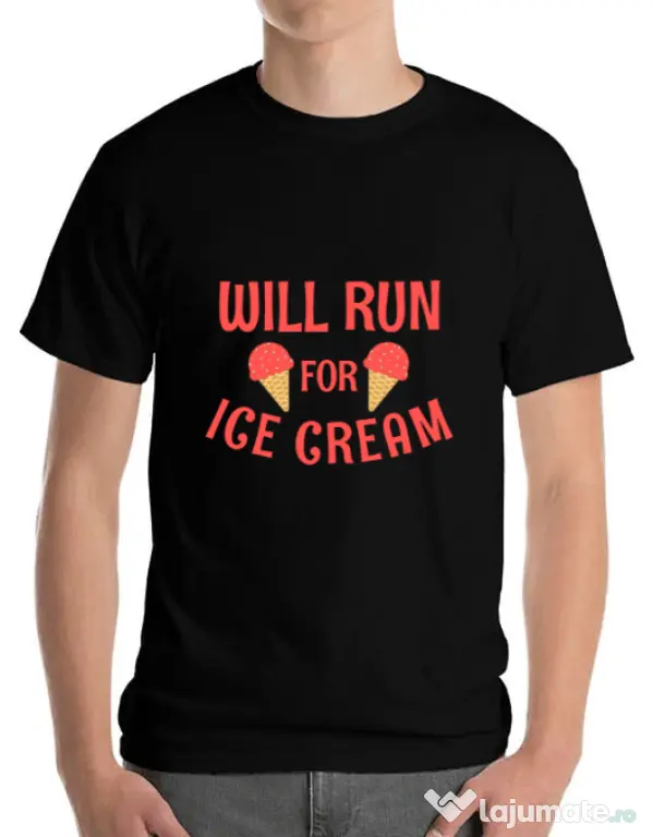 Tricou ADLER barbat Running for ice cream Negru