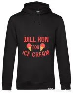 Hoodie barbat cu gluga Running for ice cream Negru