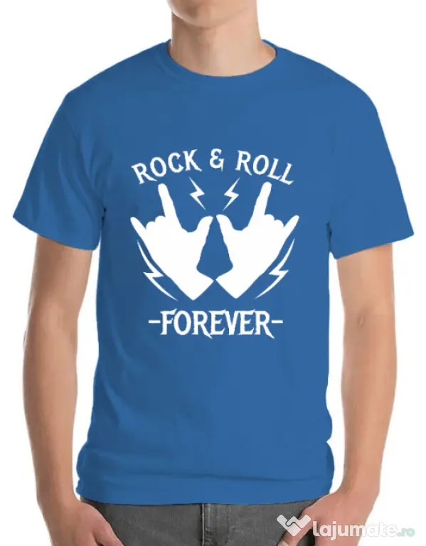 Tricou ADLER barbat Rock and roll Albastru azuriu