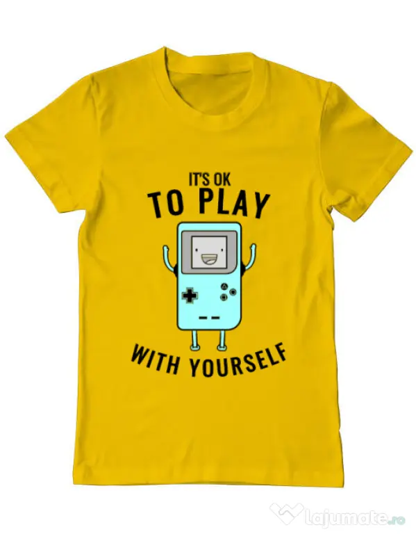 Tricou ADLER barbat Playing with yourself Galben