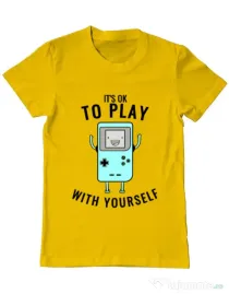 Tricou ADLER barbat Playing with yourself Galben