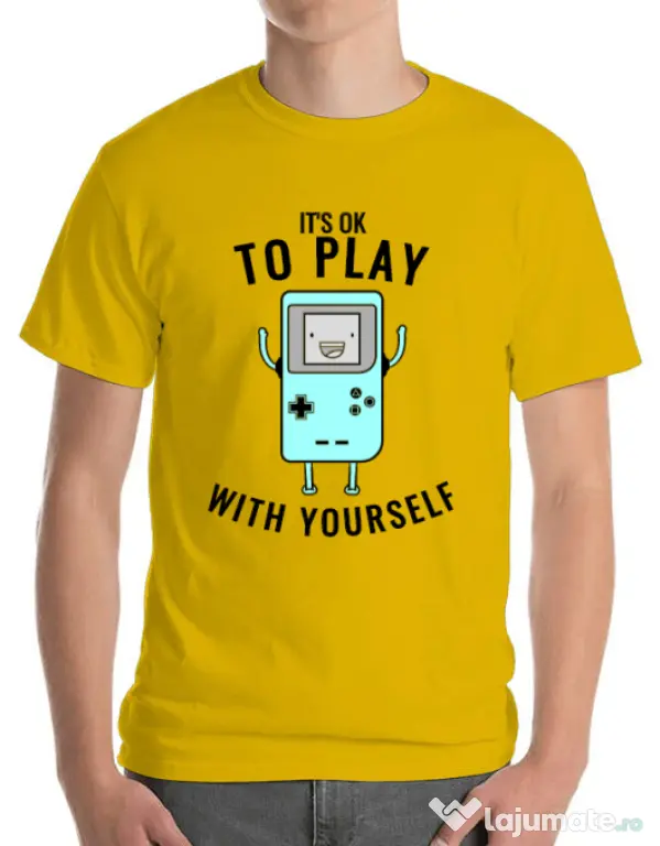 Tricou ADLER barbat Playing with yourself Galben