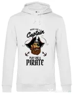 Hoodie barbat cu gluga Play like a pirate Alb