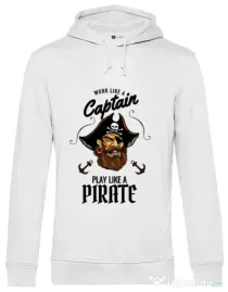 Hoodie barbat cu gluga Play like a pirate Alb