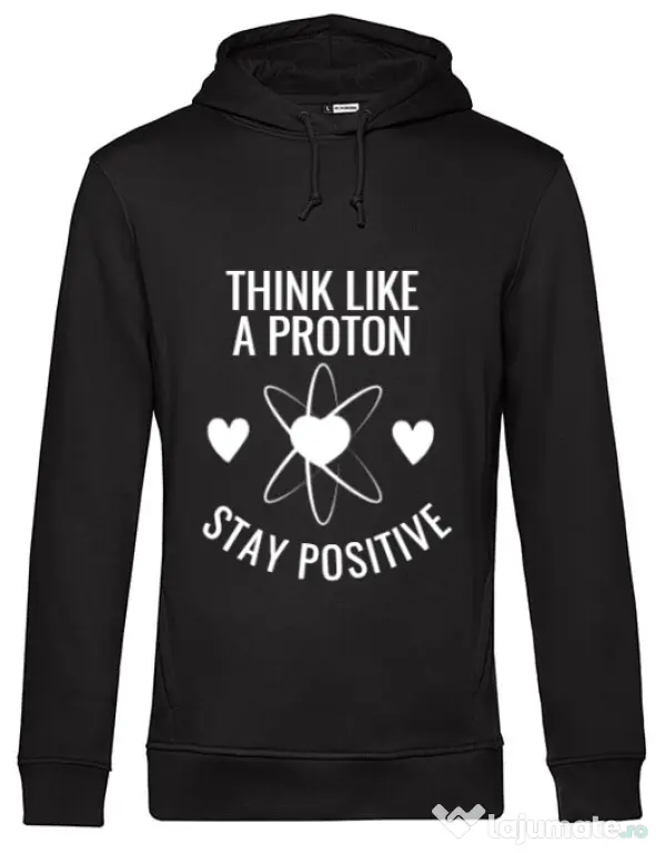 Hoodie barbat cu gluga Stay positive Negru