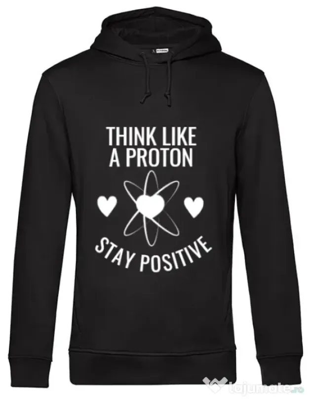 Hoodie barbat cu gluga Stay positive Negru