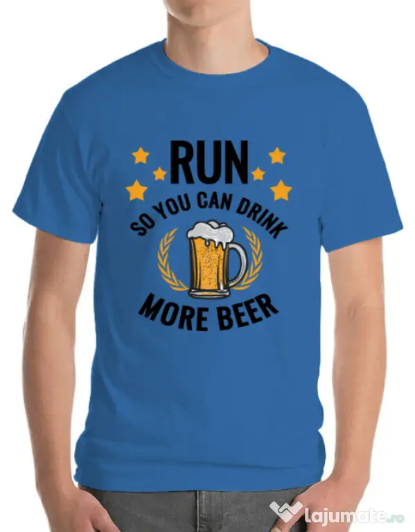 Tricou ADLER barbat Drinking more beer Albastru azuriu