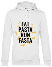Hoodie barbat cu gluga Eat pasta Alb