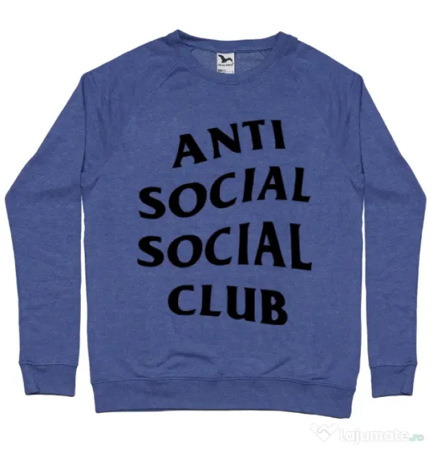 Bluza ADLER barbat Anti social Club Albastru melanj