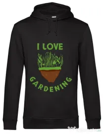 Hoodie barbat cu gluga I love gardening Negru