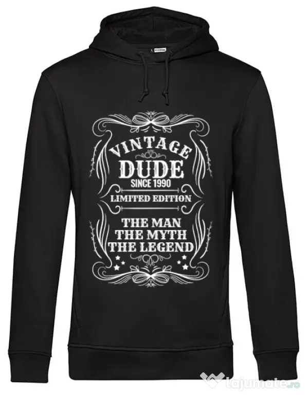 Hoodie barbat cu gluga Vintage dude Negru