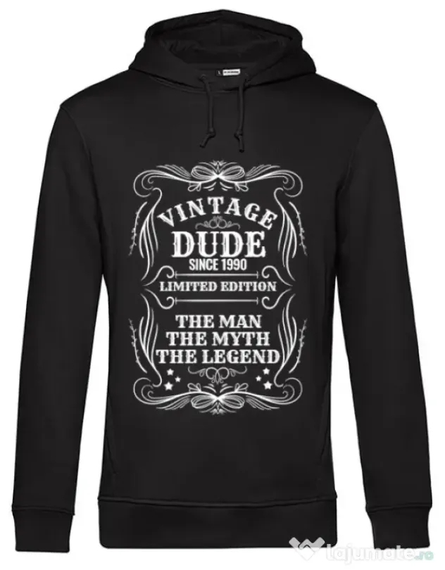 Hoodie barbat cu gluga Vintage dude Negru