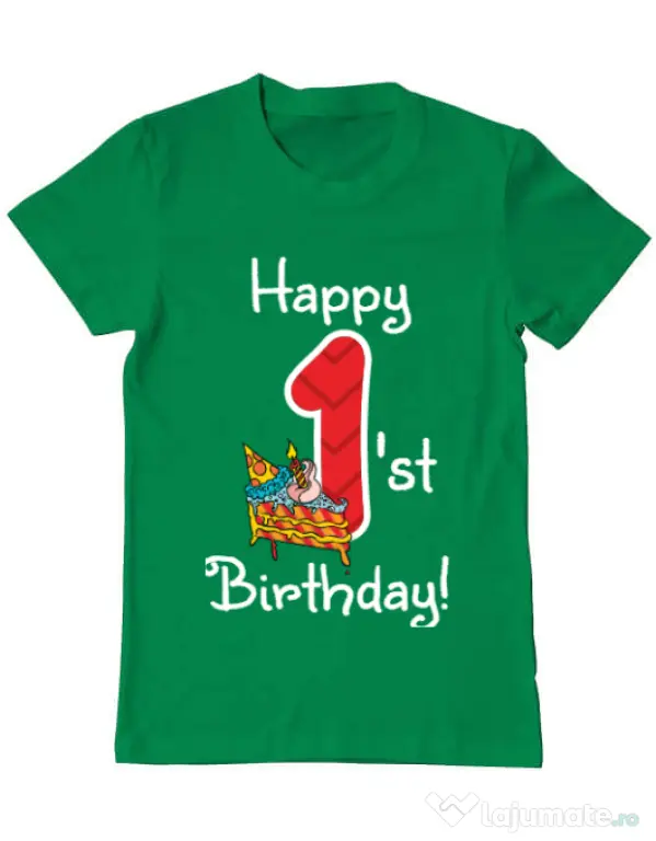 Tricou ADLER barbat Happy Birthday! Verde mediu