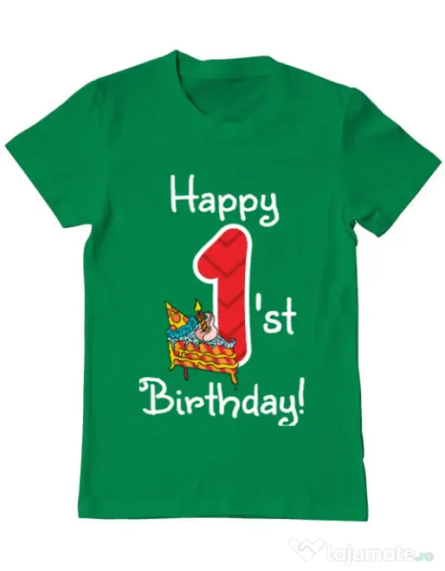Tricou ADLER barbat Happy Birthday! Verde mediu