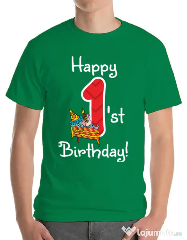 Tricou ADLER barbat Happy Birthday! Verde mediu