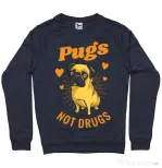 Bluza ADLER barbat Pugs not drugs Denim inchis