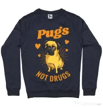Bluza ADLER barbat Pugs not drugs Denim inchis