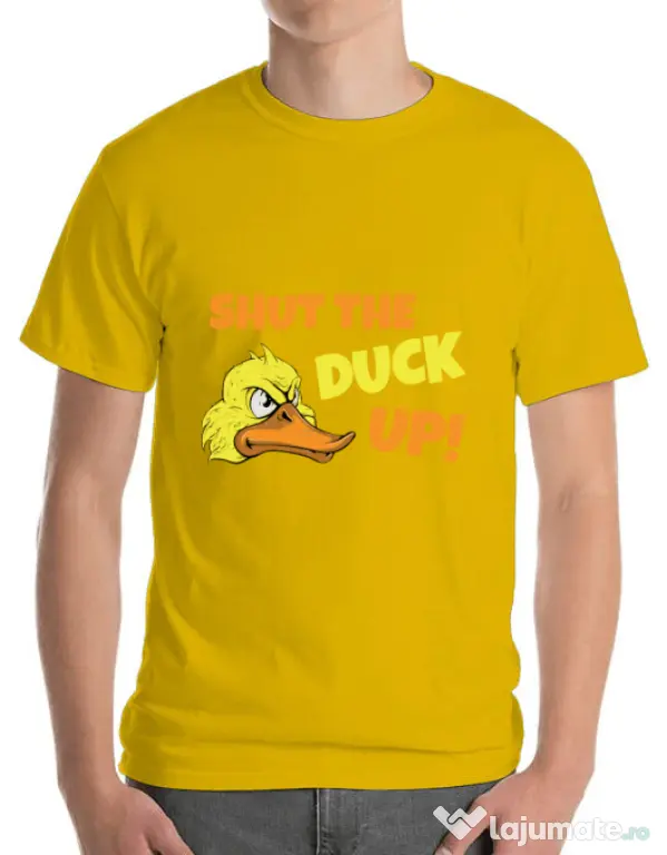 Tricou ADLER barbat Shut the duck up Galben
