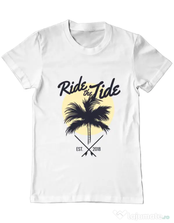 Tricou ADLER barbat Ride the tide Alb