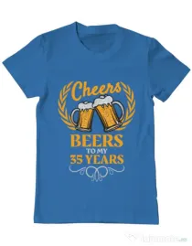 Tricou ADLER barbat Birthday Cheers Albastru azuriu