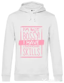 Hoodie barbat cu gluga I’m not bossy Alb