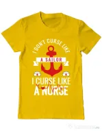 Tricou ADLER barbat Curse like a nurse Galben