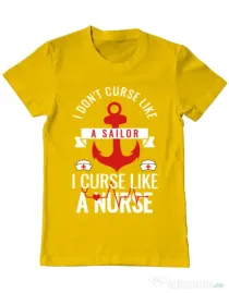 Tricou ADLER barbat Curse like a nurse Galben